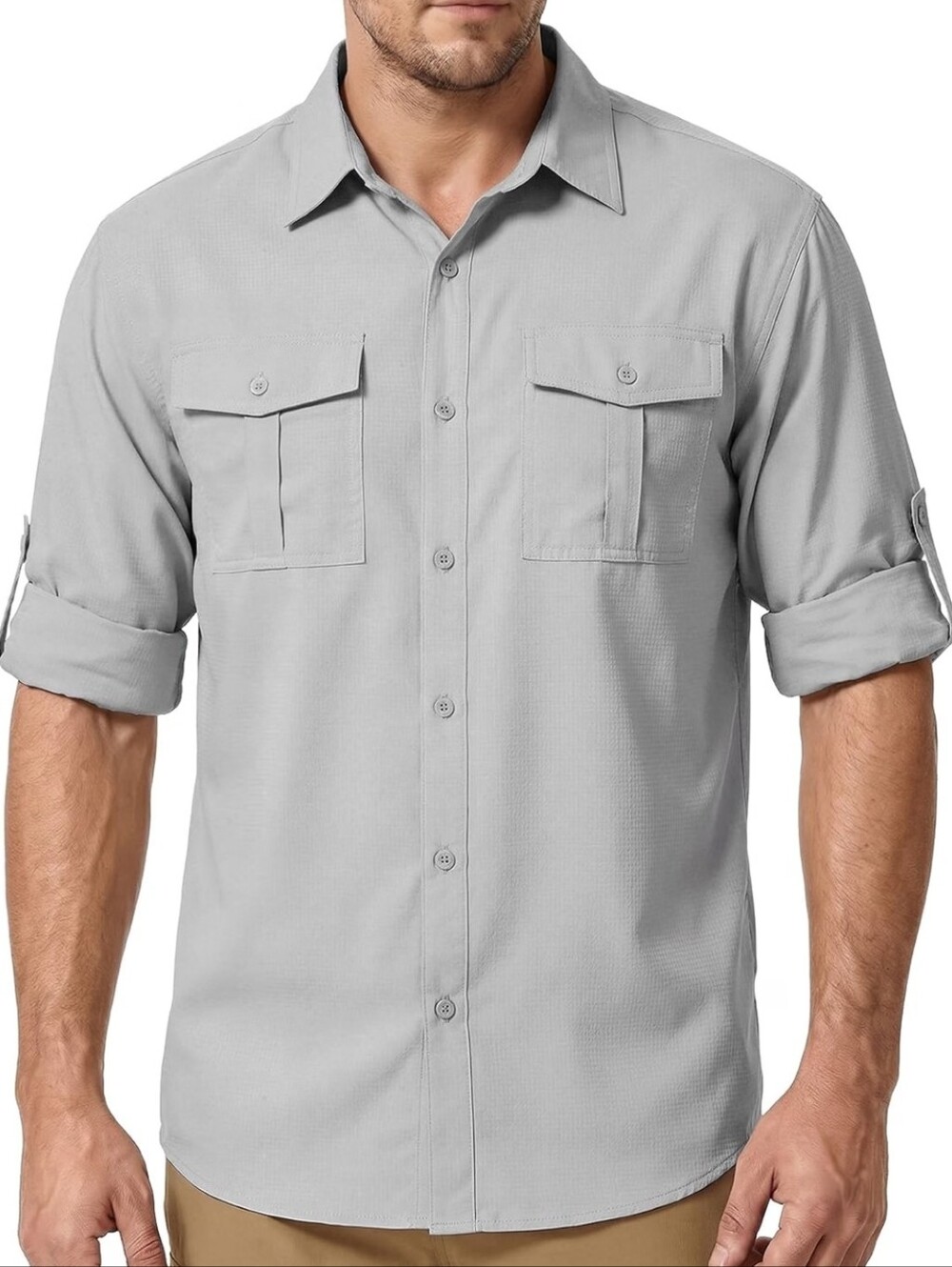 Men UPF50+ UV Sun Protection Convertible Sleeve Hiking Fishing Travel Outdoors